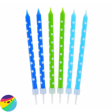 Svečke s pikami modro zelene